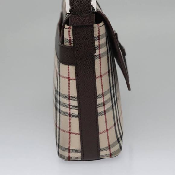 BURBERRY Nova Check Shoulder Bag Canvas Beige Silver Auth 106700 - Picture 3 of 16